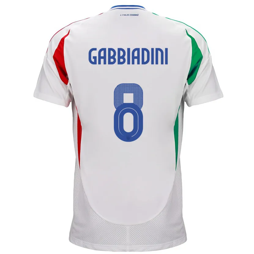 Danxen Hombre Camiseta Italia Melania Gabbiadini #8 Blanco 2ª Equipación 24-26 La Camisa