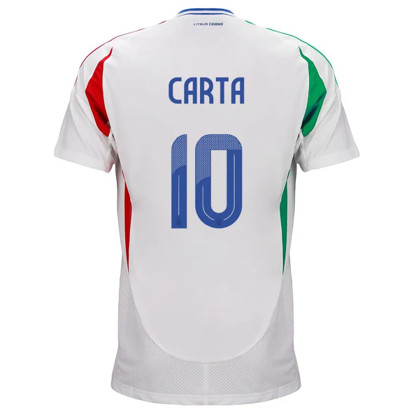 Danxen Hombre Camiseta Italia Antonella Carta #10 Blanco 2ª Equipación 24-26 La Camisa