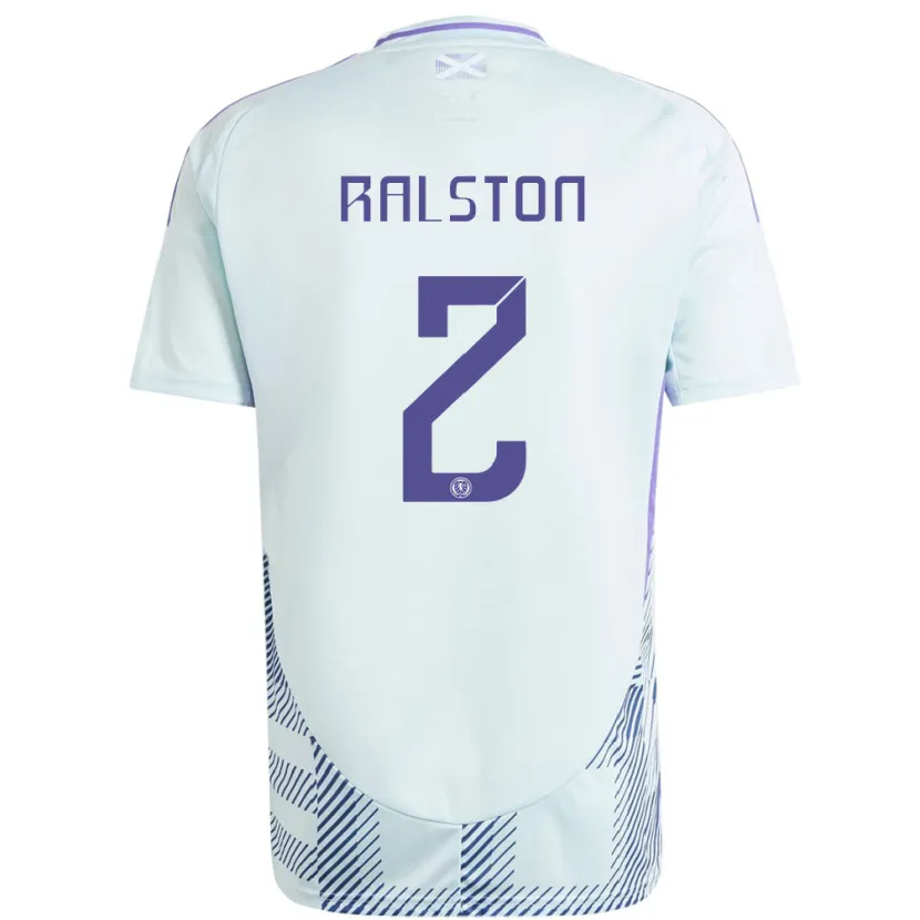 Danxen Hombre Camiseta Escocia Anthony Ralston #2 Azul Menta Claro 2ª Equipación 24-26 La Camisa