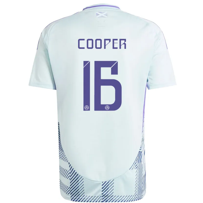 Danxen Hombre Camiseta Escocia Liam Cooper #16 Azul Menta Claro 2ª Equipación 24-26 La Camisa