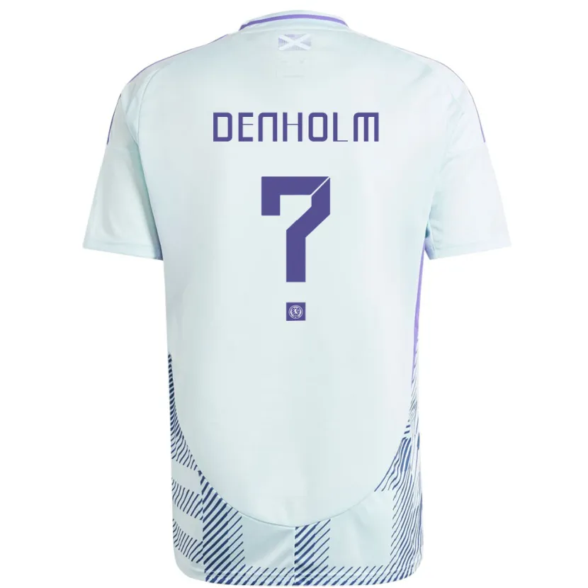Danxen Hombre Camiseta Escocia Aidan Denholm #0 Azul Menta Claro 2ª Equipación 24-26 La Camisa