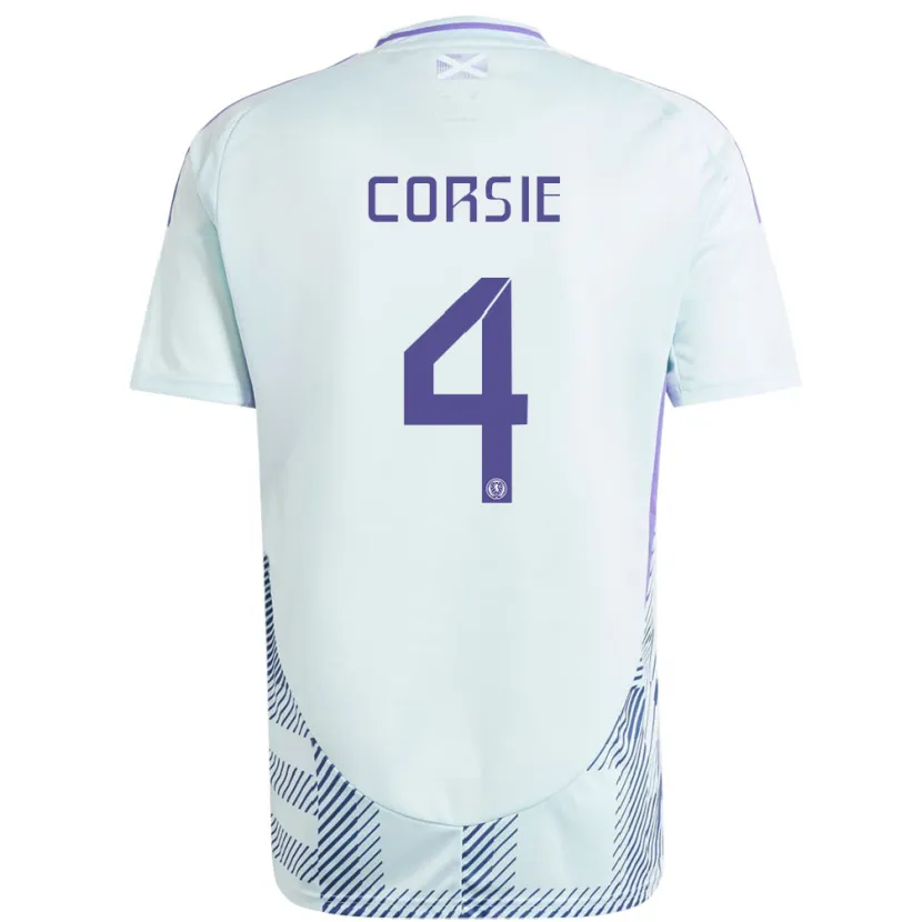 Danxen Hombre Camiseta Escocia Rachel Corsie #4 Azul Menta Claro 2ª Equipación 24-26 La Camisa