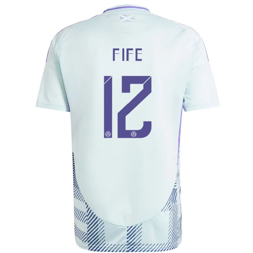 Danxen Hombre Camiseta Escocia Jenna Fife #12 Azul Menta Claro 2ª Equipación 24-26 La Camisa