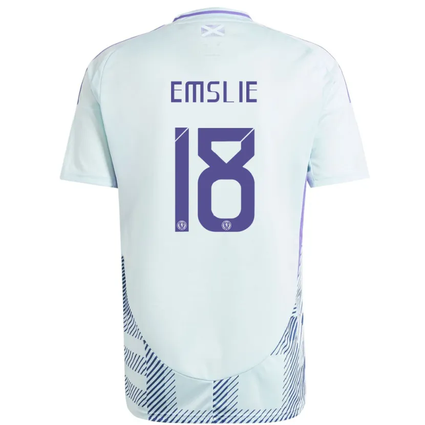 Danxen Hombre Camiseta Escocia Claire Emslie #18 Azul Menta Claro 2ª Equipación 24-26 La Camisa