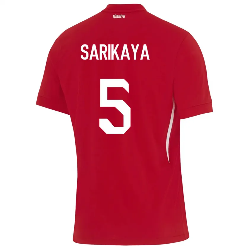 Danxen Hombre Camiseta Turquía Efe Sarıkaya #5 Rojo 2ª Equipación 24-26 La Camisa