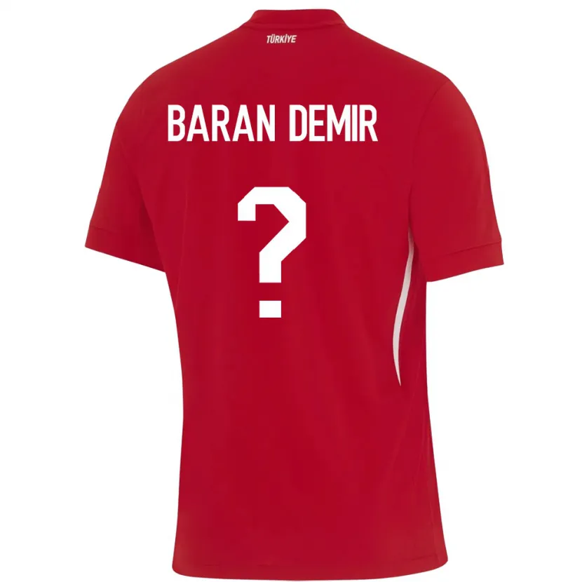 Danxen Hombre Camiseta Turquía Tuna Baran Demir #0 Rojo 2ª Equipación 24-26 La Camisa