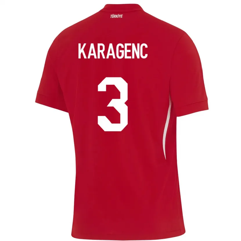 Danxen Hombre Camiseta Turquía Didem Karagenç #3 Rojo 2ª Equipación 24-26 La Camisa