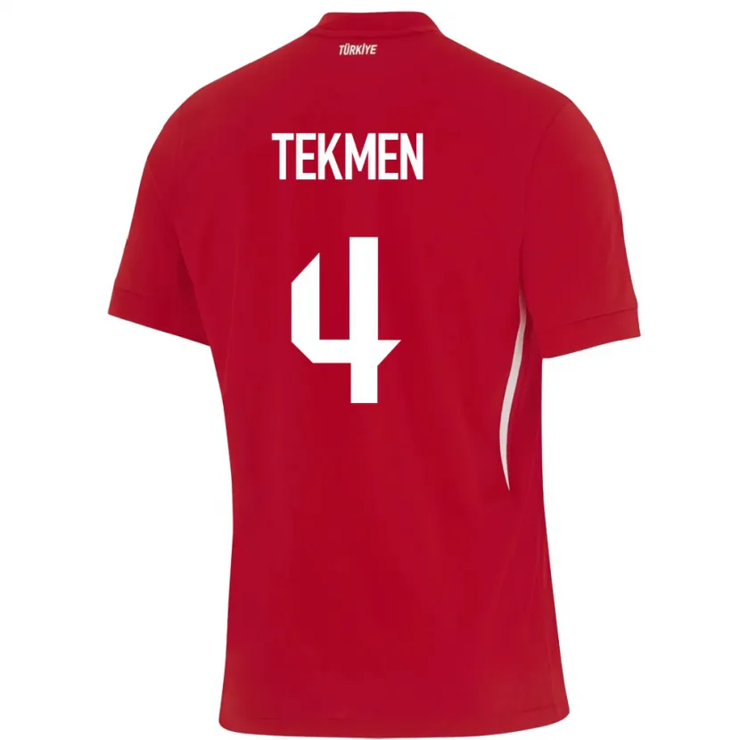 Danxen Hombre Camiseta Turquía Ece Tekmen #4 Rojo 2ª Equipación 24-26 La Camisa