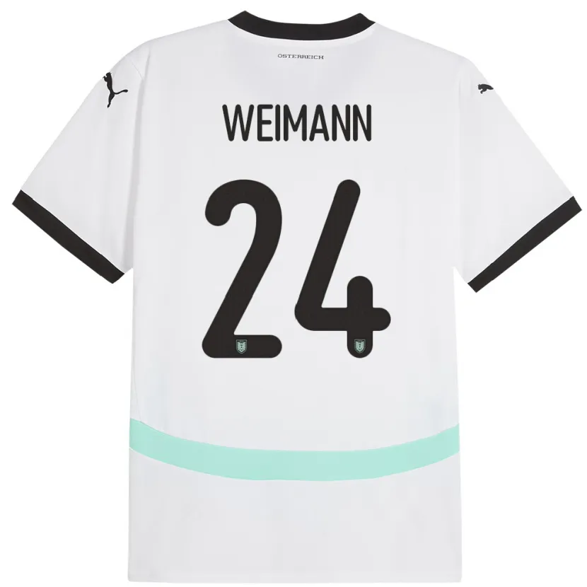 Danxen Hombre Camiseta Austria Andreas Weimann #24 Blanco 2ª Equipación 24-26 La Camisa