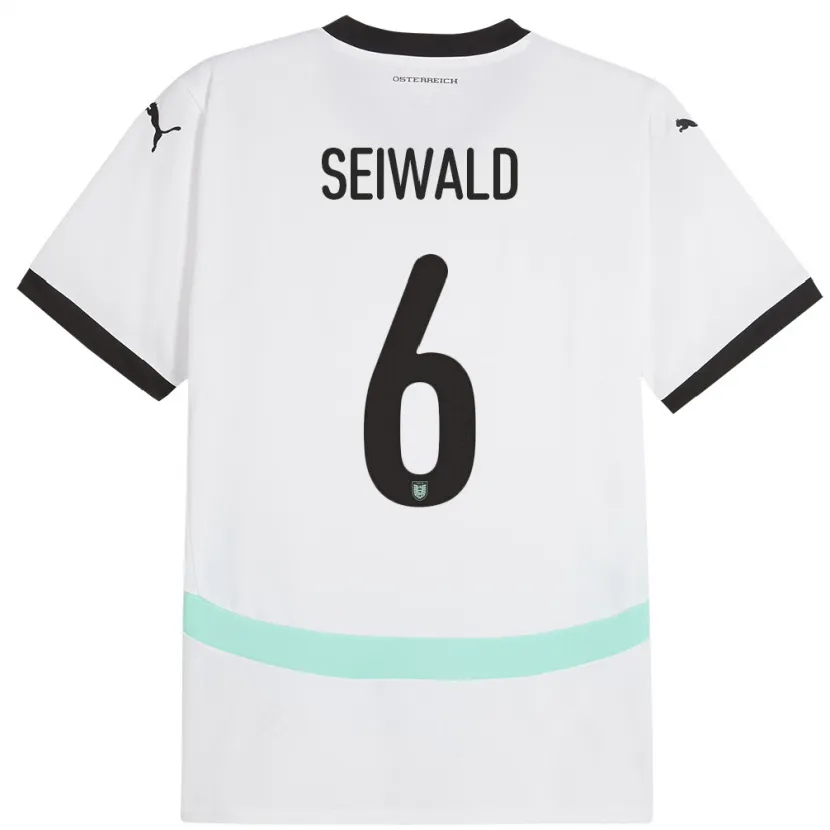 Danxen Hombre Camiseta Austria Nicolas Seiwald #6 Blanco 2ª Equipación 24-26 La Camisa