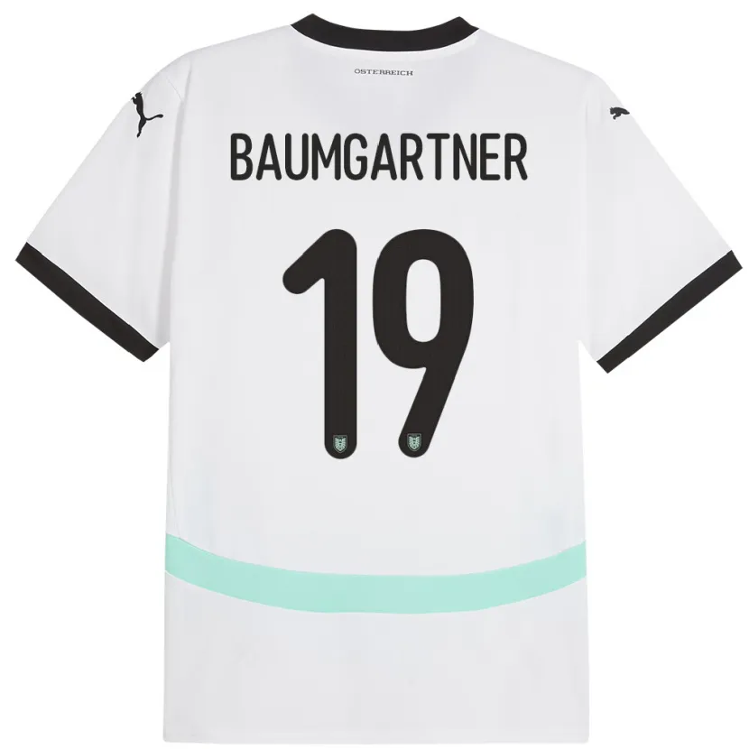 Danxen Hombre Camiseta Austria Christoph Baumgartner #19 Blanco 2ª Equipación 24-26 La Camisa