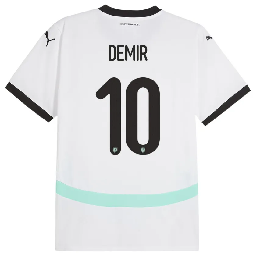 Danxen Hombre Camiseta Austria Yusuf Demir #10 Blanco 2ª Equipación 24-26 La Camisa