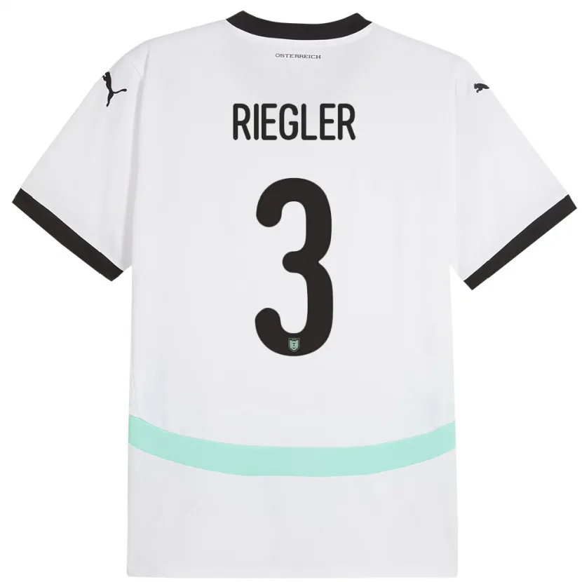 Danxen Hombre Camiseta Austria David Riegler #3 Blanco 2ª Equipación 24-26 La Camisa