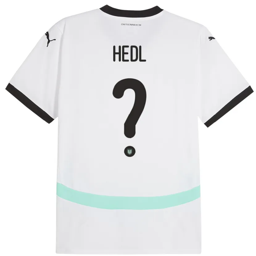 Danxen Hombre Camiseta Austria Philip Hedl #0 Blanco 2ª Equipación 24-26 La Camisa