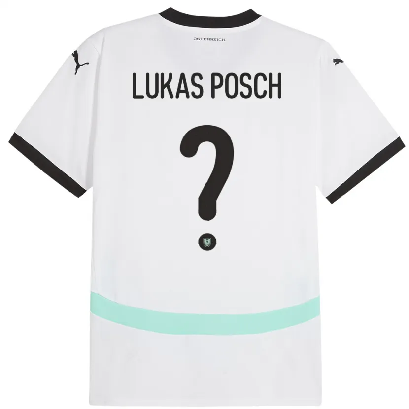 Danxen Hombre Camiseta Austria Lukas Posch #0 Blanco 2ª Equipación 24-26 La Camisa