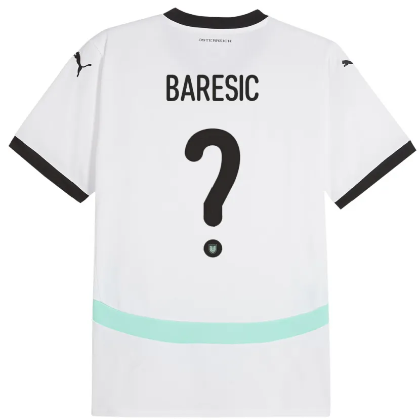 Danxen Hombre Camiseta Austria Leon Baresic #0 Blanco 2ª Equipación 24-26 La Camisa
