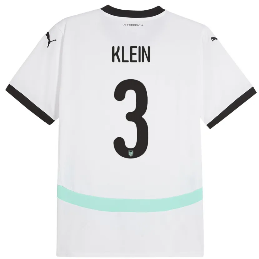 Danxen Hombre Camiseta Austria Jennifer Klein #3 Blanco 2ª Equipación 24-26 La Camisa