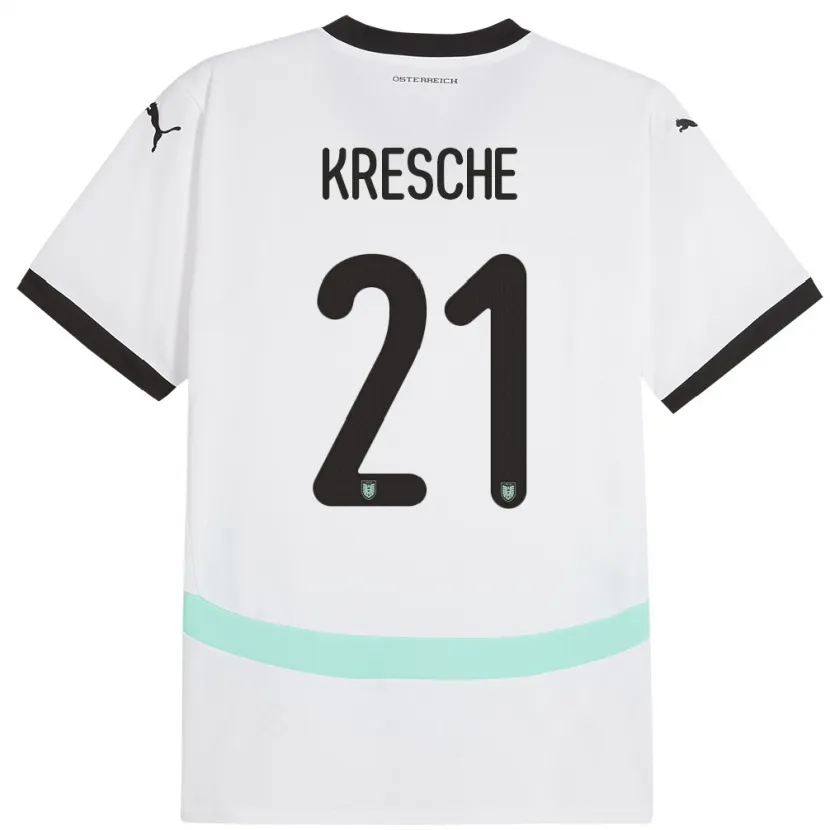 Danxen Hombre Camiseta Austria Isabella Kresche #21 Blanco 2ª Equipación 24-26 La Camisa