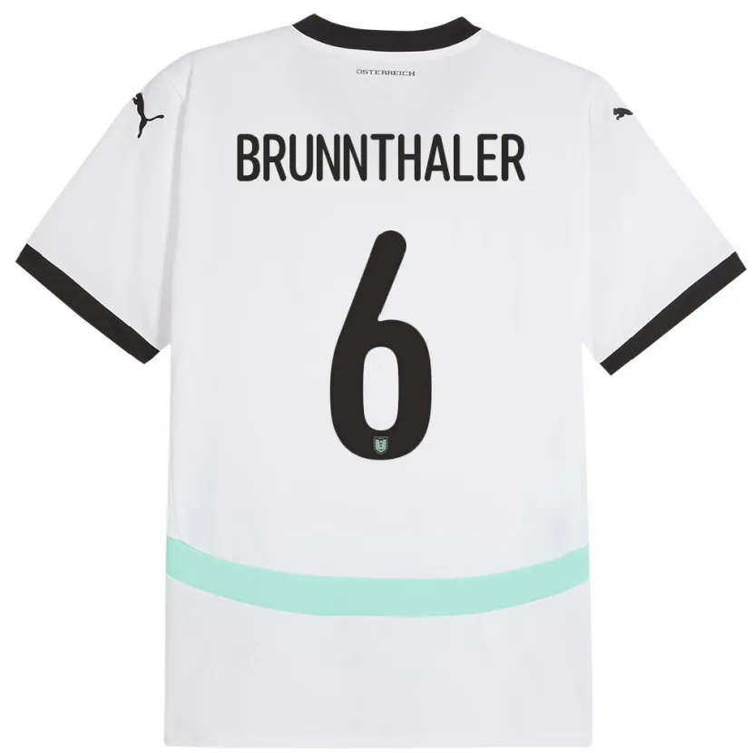 Danxen Hombre Camiseta Austria Melanie Brunnthaler #6 Blanco 2ª Equipación 24-26 La Camisa
