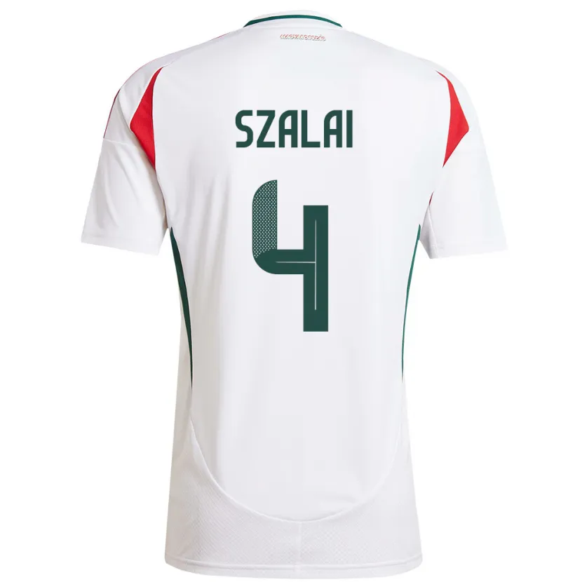 Danxen Hombre Camiseta Hungría Attila Szalai #4 Blanco 2ª Equipación 24-26 La Camisa