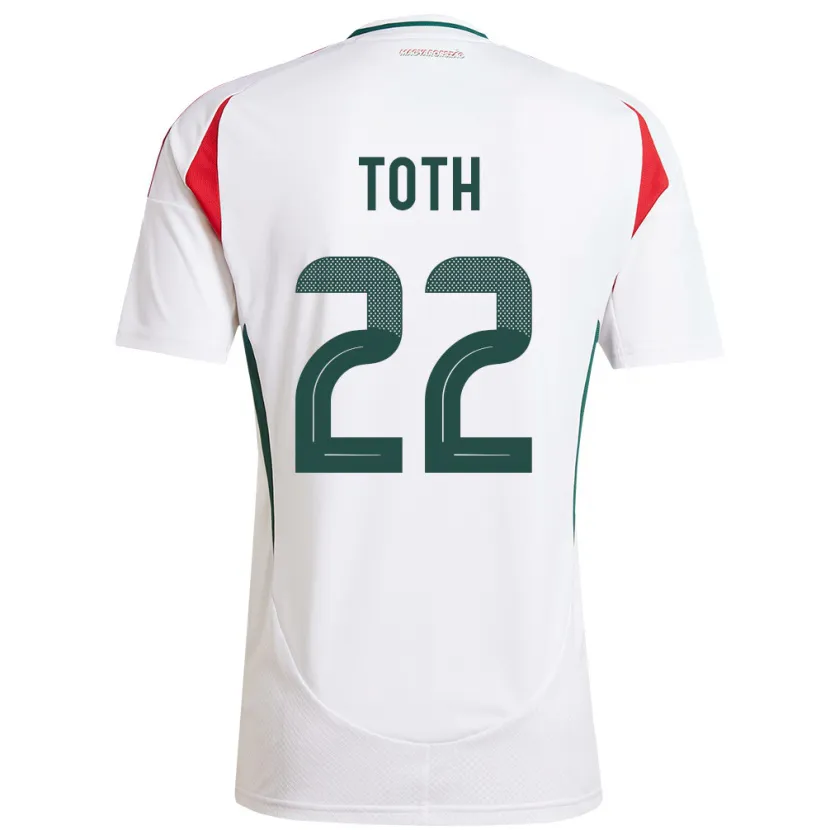 Danxen Hombre Camiseta Hungría Balázs Tóth #22 Blanco 2ª Equipación 24-26 La Camisa