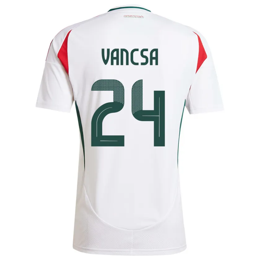 Danxen Hombre Camiseta Hungría Zalán Vancsa #24 Blanco 2ª Equipación 24-26 La Camisa