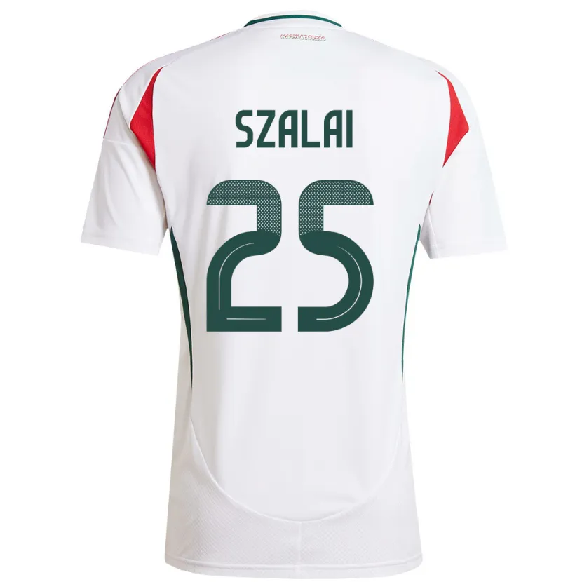 Danxen Hombre Camiseta Hungría Gábor Szalai #25 Blanco 2ª Equipación 24-26 La Camisa