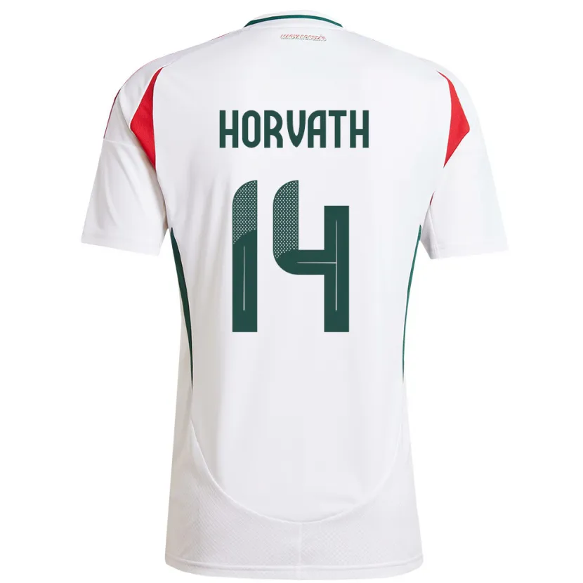 Danxen Hombre Camiseta Hungría Artúr Horváth #14 Blanco 2ª Equipación 24-26 La Camisa