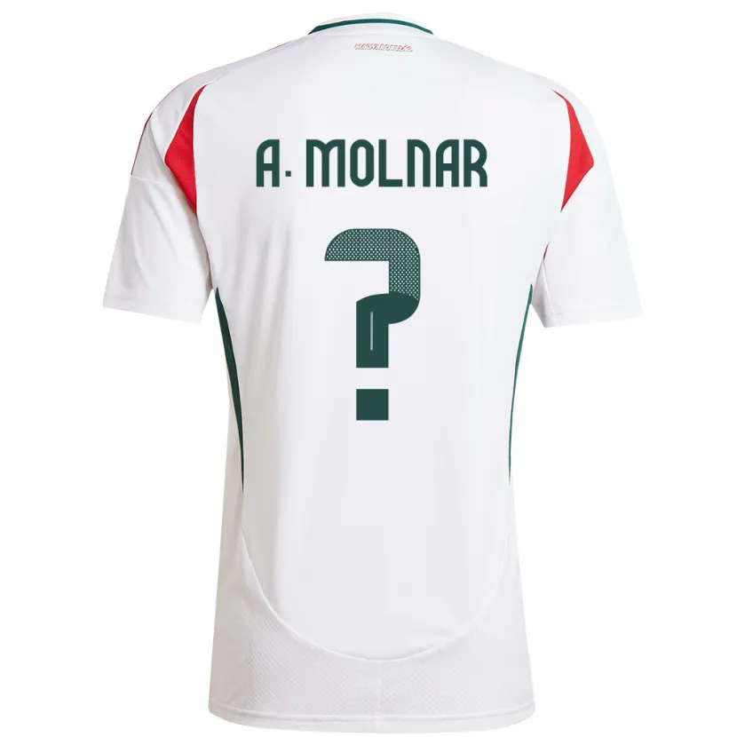 Danxen Hombre Camiseta Hungría Ádin Molnár #0 Blanco 2ª Equipación 24-26 La Camisa