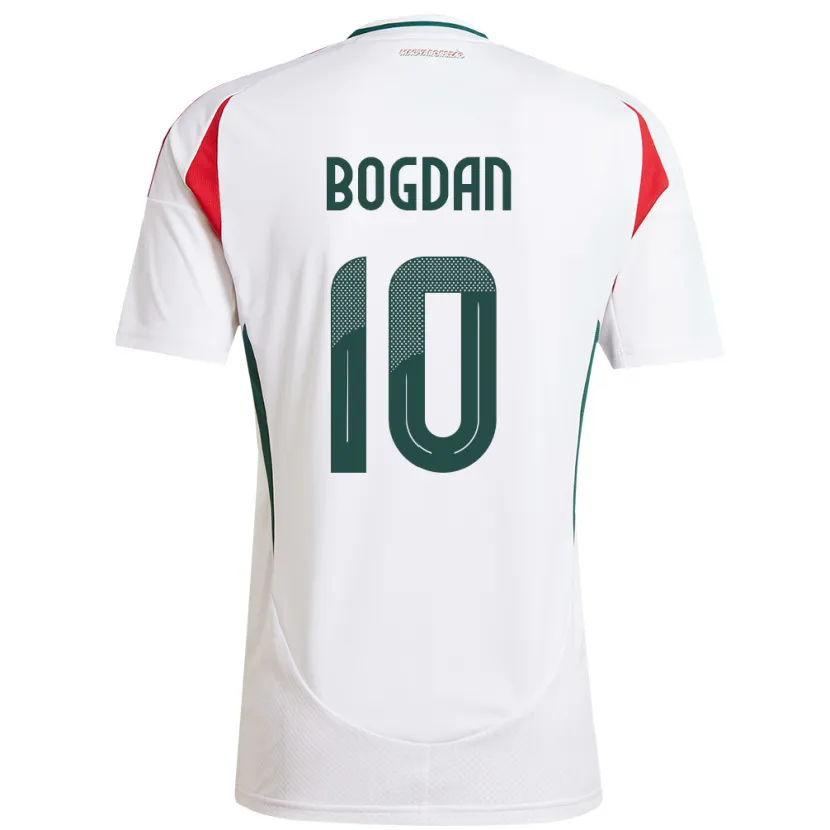 Danxen Hombre Camiseta Hungría Hunor Bogdán #10 Blanco 2ª Equipación 24-26 La Camisa