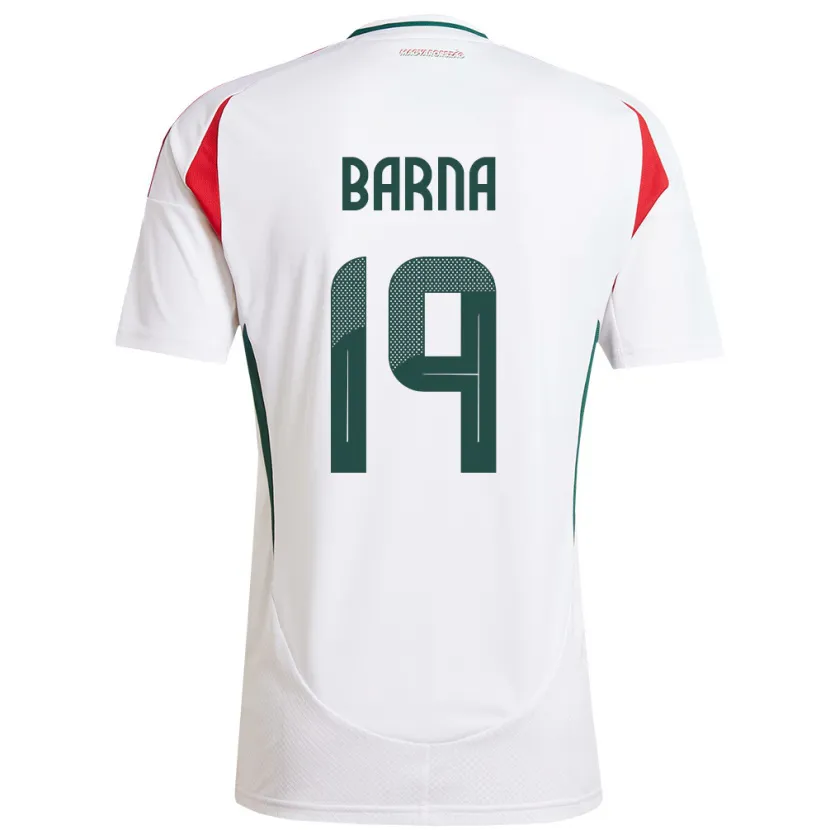 Danxen Hombre Camiseta Hungría Daniel Barna #19 Blanco 2ª Equipación 24-26 La Camisa