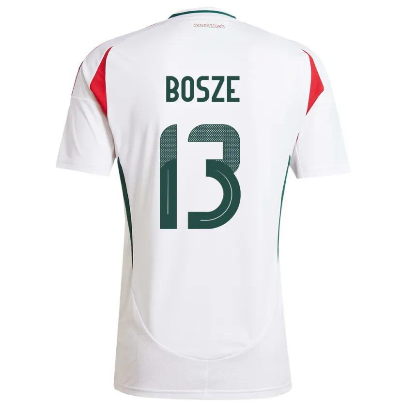 Danxen Hombre Camiseta Hungría Levente Bősze #13 Blanco 2ª Equipación 24-26 La Camisa