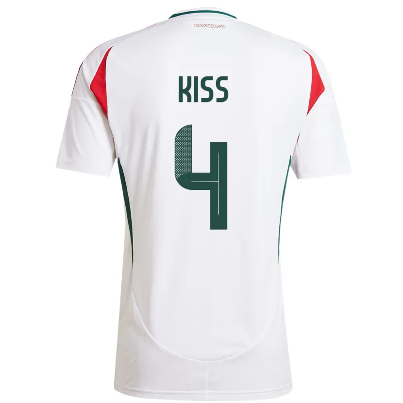Danxen Hombre Camiseta Hungría Bálint Kiss #4 Blanco 2ª Equipación 24-26 La Camisa