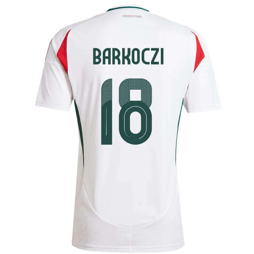 Danxen Hombre Camiseta Hungría Barnabás Barkóczi #18 Blanco 2ª Equipación 24-26 La Camisa