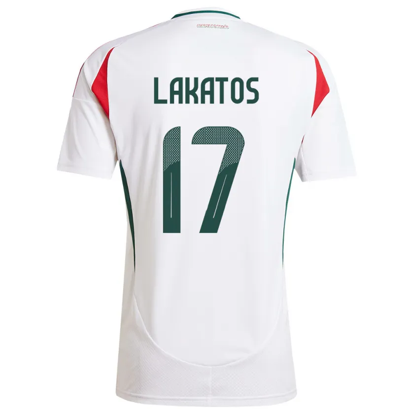Danxen Hombre Camiseta Hungría Noel Lakatos #17 Blanco 2ª Equipación 24-26 La Camisa