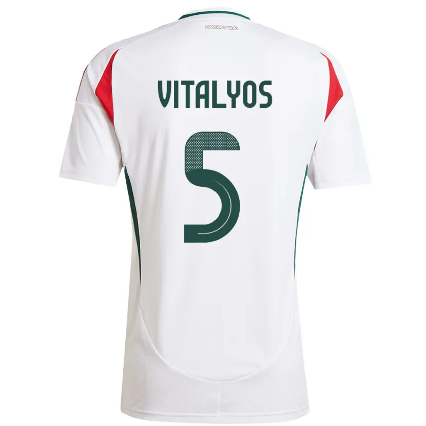 Danxen Hombre Camiseta Hungría Viktor Vitályos #5 Blanco 2ª Equipación 24-26 La Camisa
