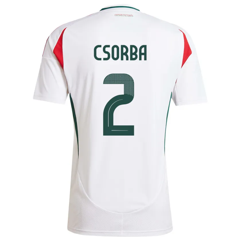 Danxen Hombre Camiseta Hungría Dominik Csorba #2 Blanco 2ª Equipación 24-26 La Camisa