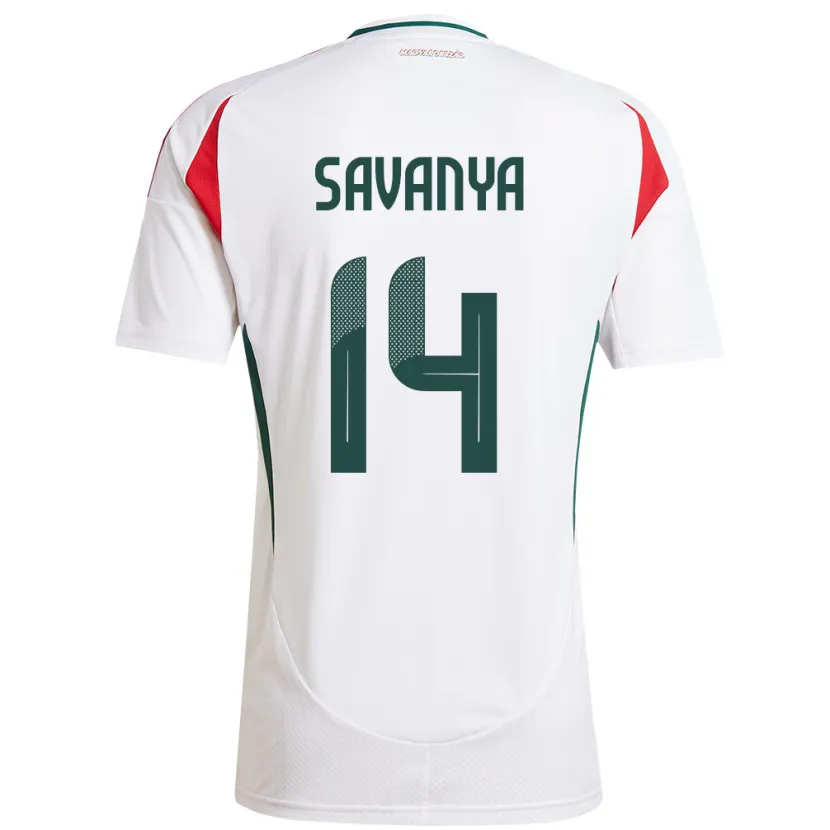 Danxen Hombre Camiseta Hungría Csilla Savanya #14 Blanco 2ª Equipación 24-26 La Camisa