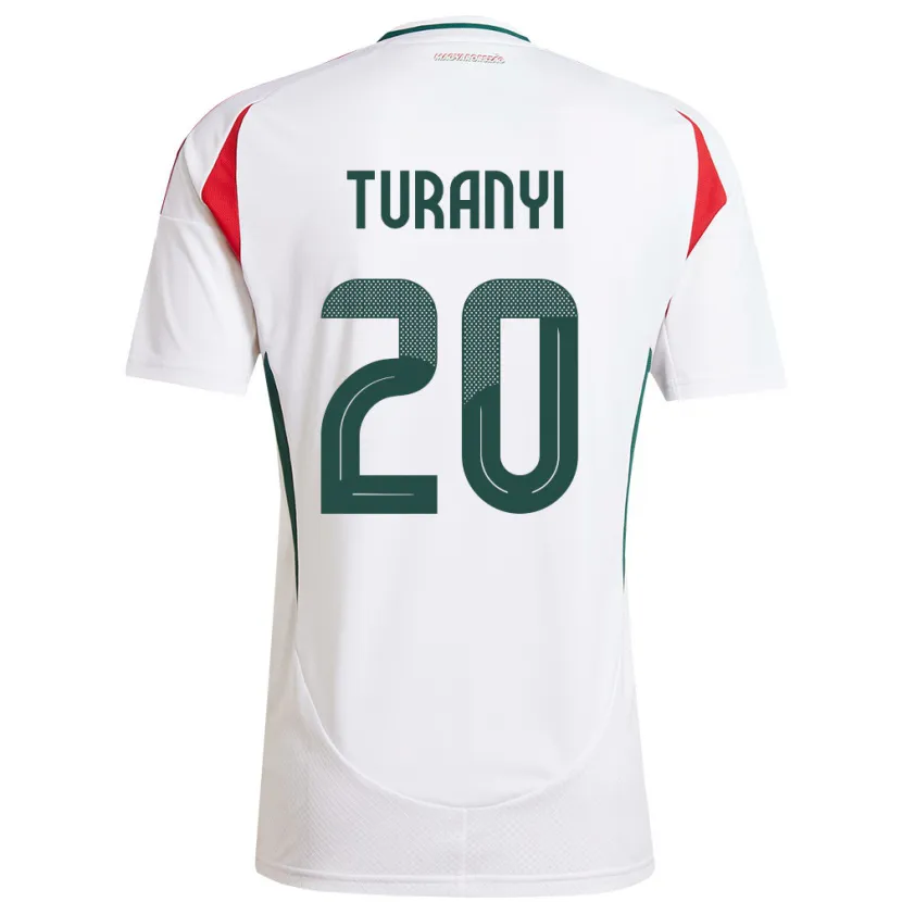 Danxen Hombre Camiseta Hungría Lilla Turányi #20 Blanco 2ª Equipación 24-26 La Camisa