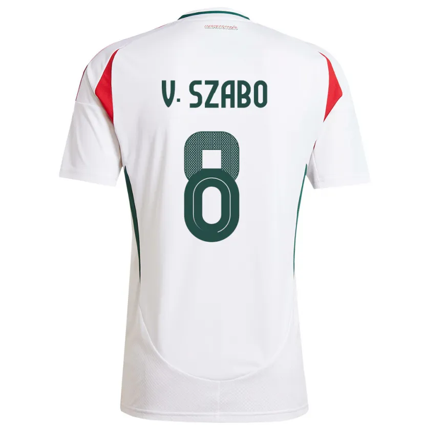 Danxen Hombre Camiseta Hungría Viktória Szabó #8 Blanco 2ª Equipación 24-26 La Camisa