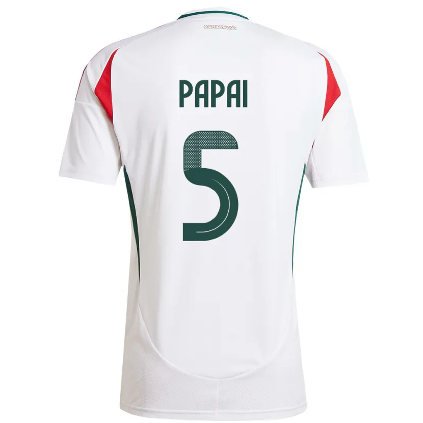 Danxen Hombre Camiseta Hungría Emőke Pápai #5 Blanco 2ª Equipación 24-26 La Camisa