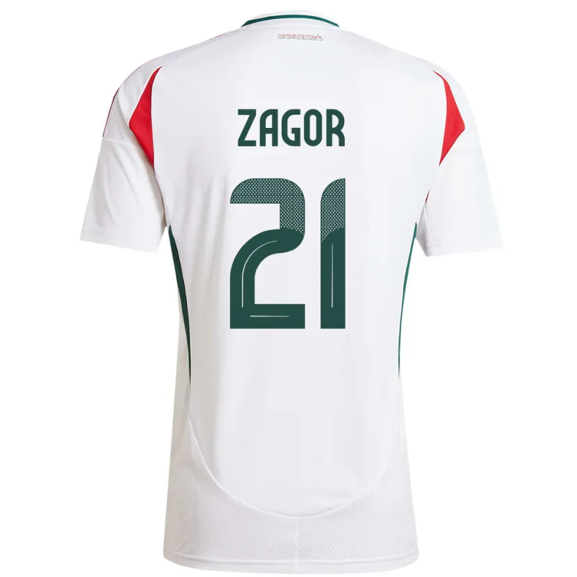 Danxen Hombre Camiseta Hungría Bernadett Zágor #21 Blanco 2ª Equipación 24-26 La Camisa