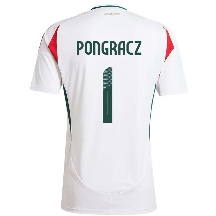 Danxen Hombre Camiseta Hungría Agness Pongracz #1 Blanco 2ª Equipación 24-26 La Camisa
