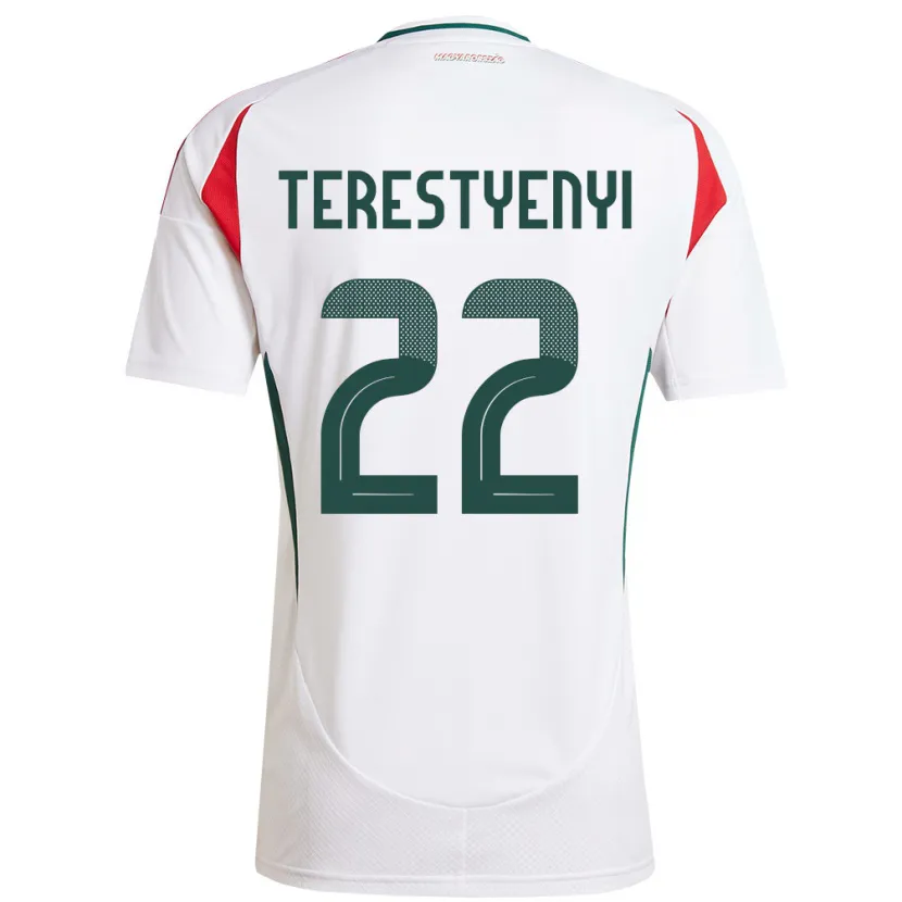 Danxen Hombre Camiseta Hungría Anna Terestyényi #22 Blanco 2ª Equipación 24-26 La Camisa