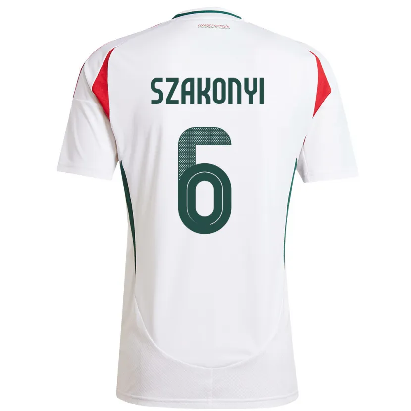 Danxen Hombre Camiseta Hungría Emese Szakonyi #6 Blanco 2ª Equipación 24-26 La Camisa
