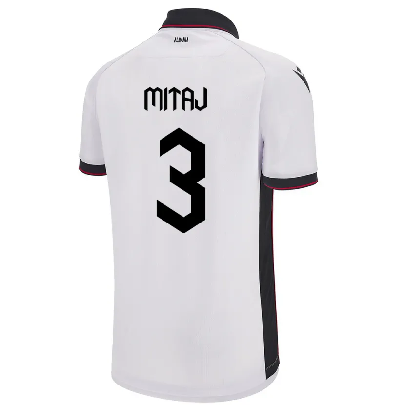 Danxen Hombre Camiseta Albania Mario Mitaj #3 Blanco 2ª Equipación 24-26 La Camisa
