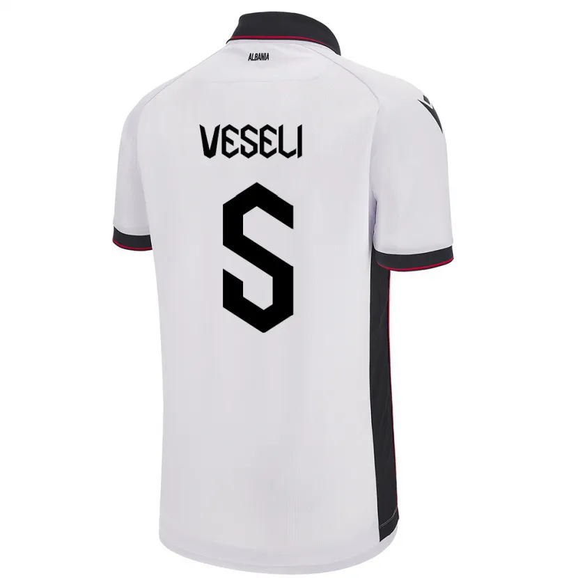 Danxen Hombre Camiseta Albania Frédéric Veseli #5 Blanco 2ª Equipación 24-26 La Camisa