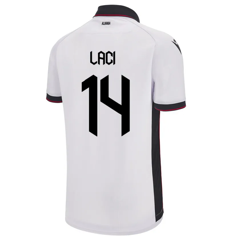Danxen Hombre Camiseta Albania Qazim Laci #14 Blanco 2ª Equipación 24-26 La Camisa