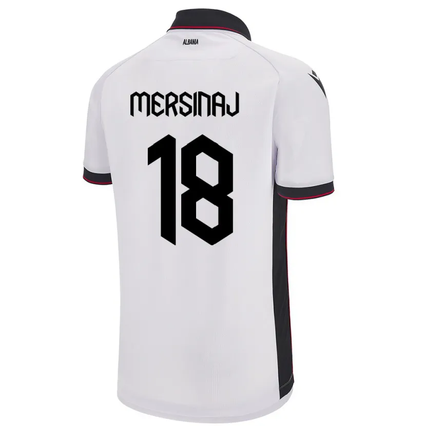 Danxen Hombre Camiseta Albania Jon Mersinaj #18 Blanco 2ª Equipación 24-26 La Camisa