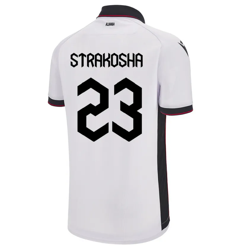 Danxen Hombre Camiseta Albania Thomas Strakosha #23 Blanco 2ª Equipación 24-26 La Camisa